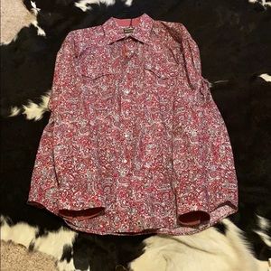 Men’s long sleeve pearl snap paisley western shirt